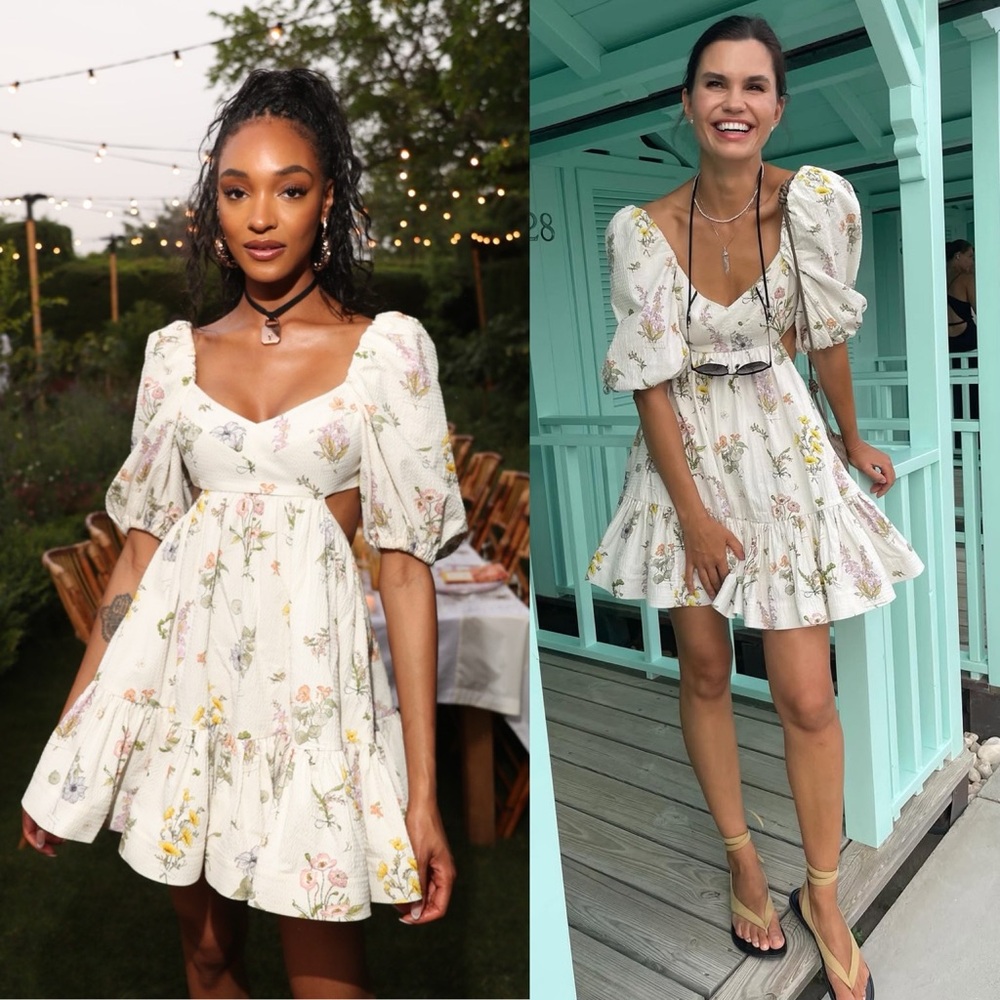 ZIMMERMANN Jeannie Blooming Floral Cut-out Open Back Fit & Flare Mini Dress